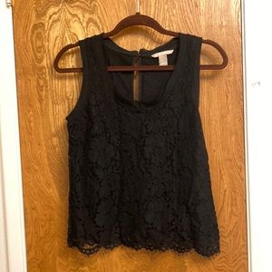 Banana Republic Black lined lace sleeveless top